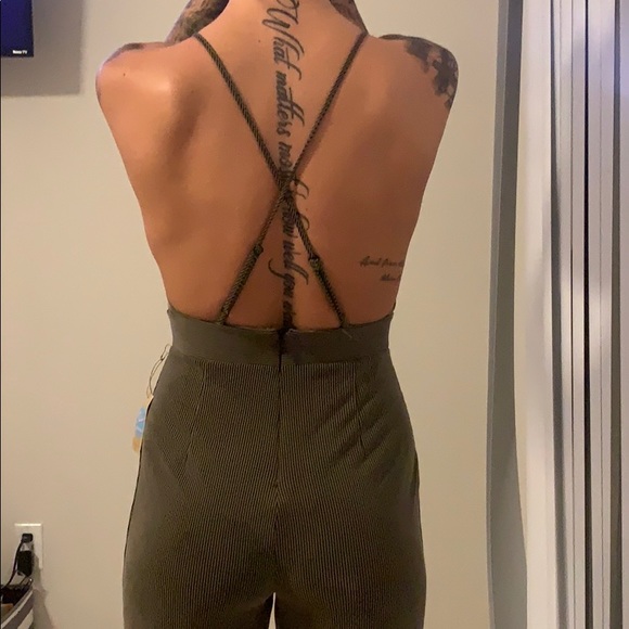 Jumpsuit long black/olive stripe - Picture 2 of 4